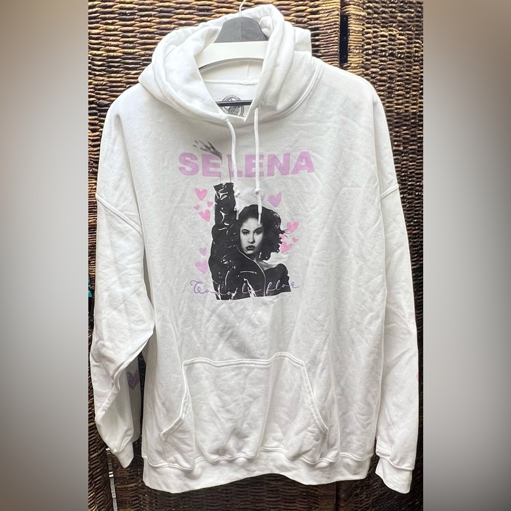 Selena Graphic‎ Hoodie- White, Size: 2XLarge- discoloration on edge of hood